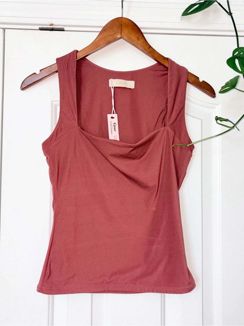 NWT Qinsen Cowl Neck Tank Top - Dusty Rose size Medium